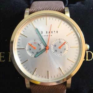 NWT Ted Baker Men’s multifunction leather Watch